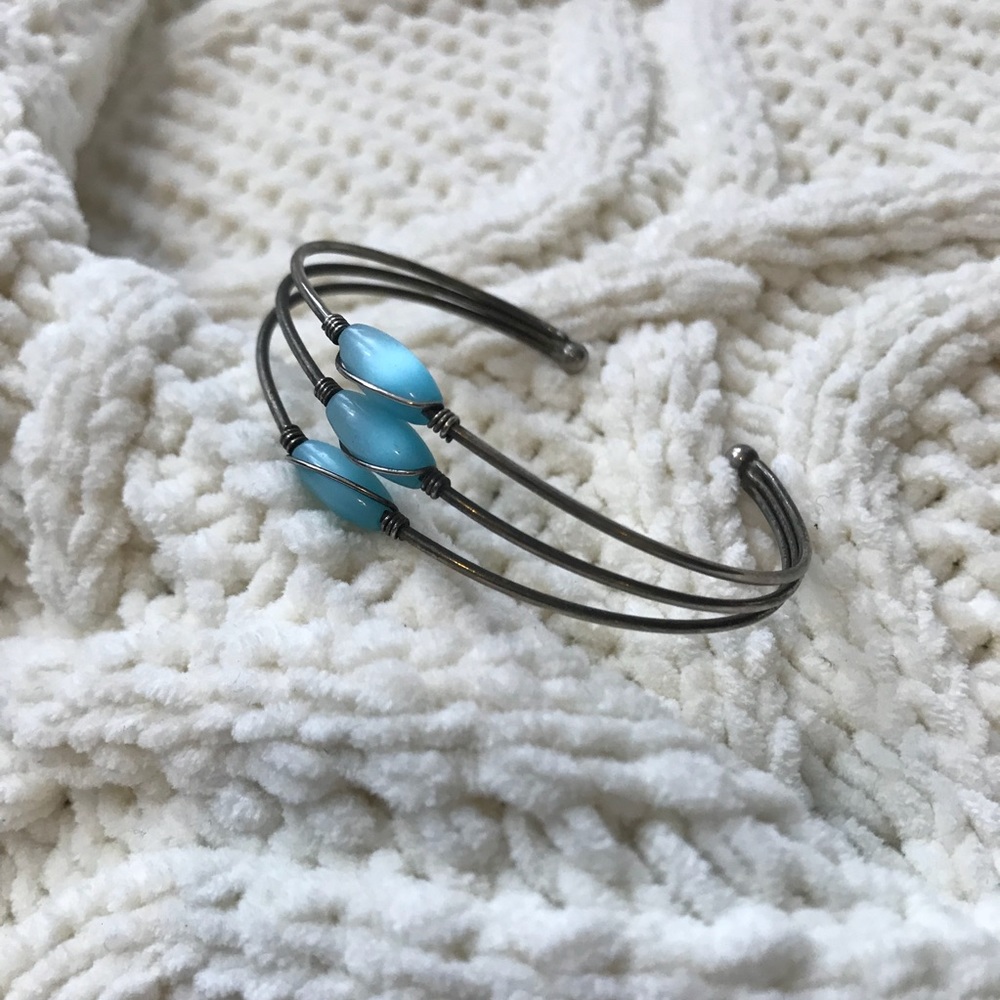 Blue and Silver Cuff Bracelet